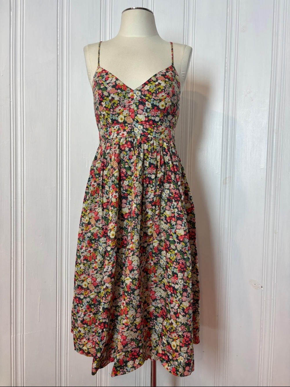 J.Crew Liberty Fabric Floral Sundress | Open Back Cotton Midi Dress | Size 2